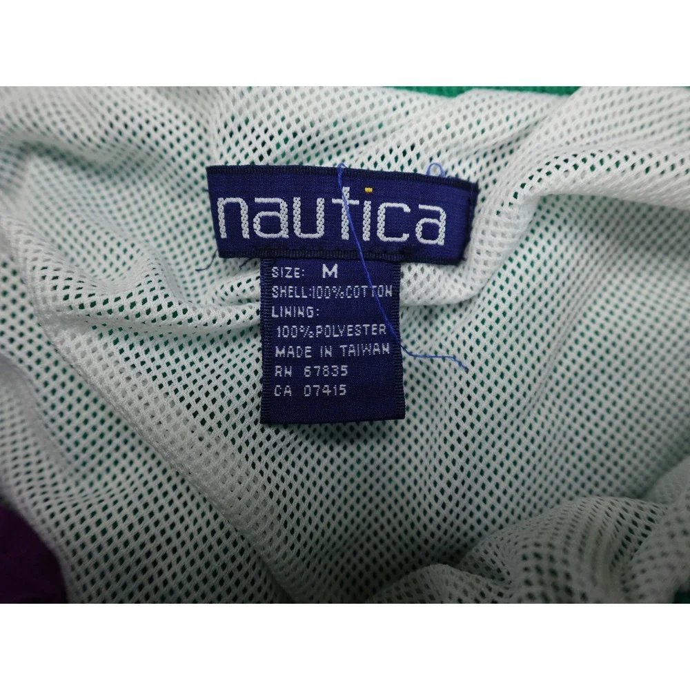 Nautica Swim Trunks‎ Mens Medium Green Vintage 1991 Sailing Graphic Shorts